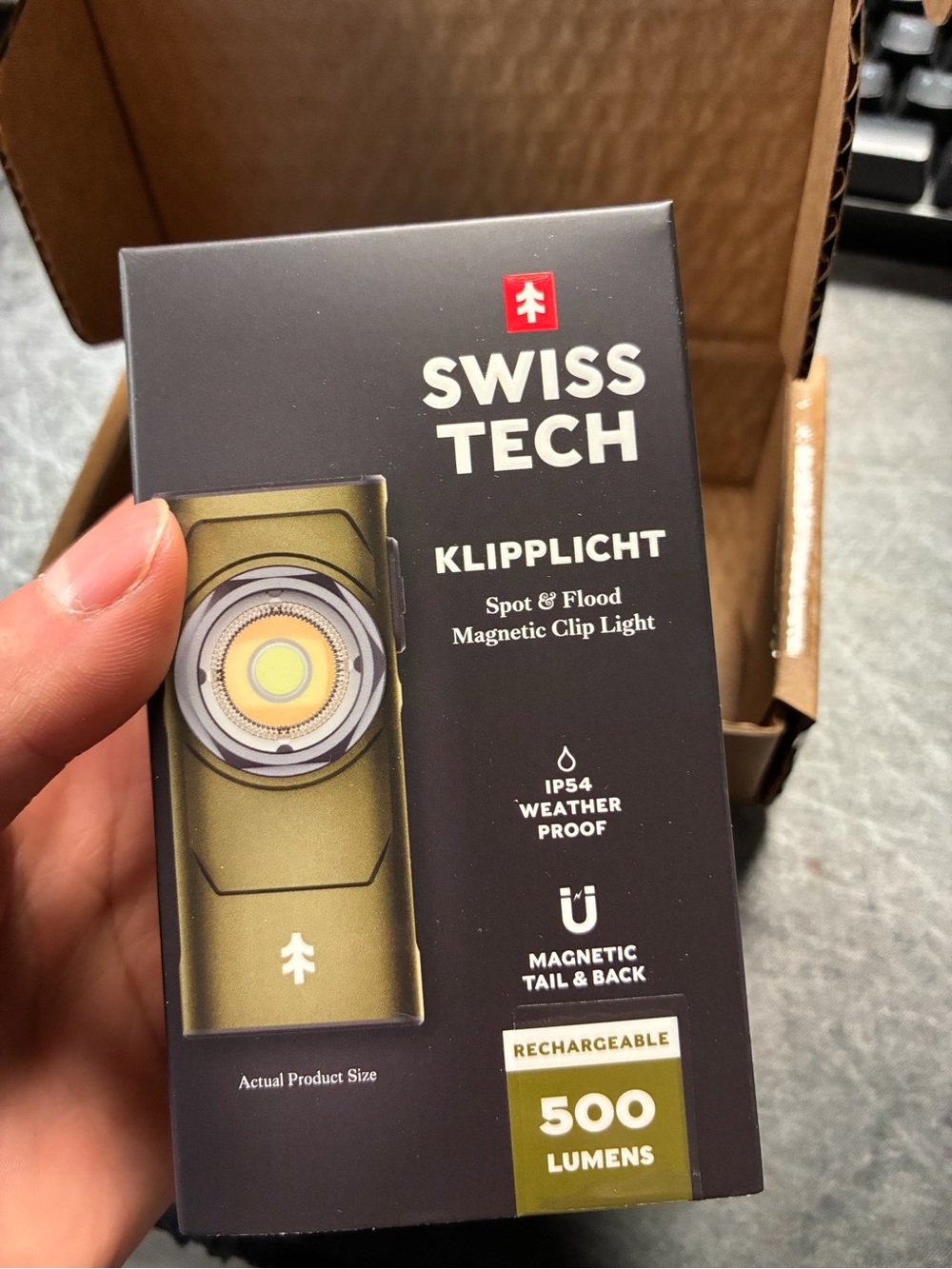 Swiss Tech Klipplight Rechargeable Clip Light - Olive Green new